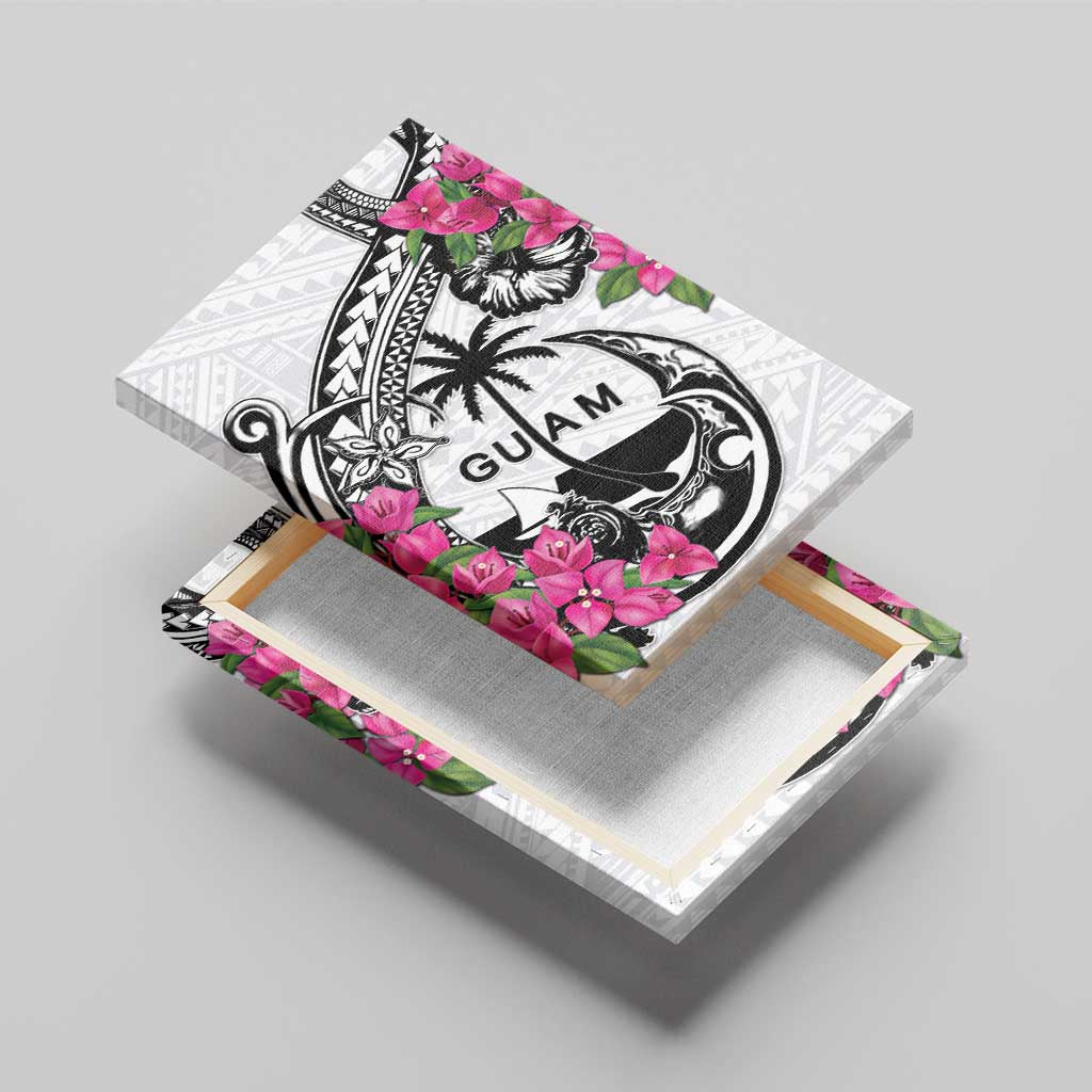 Guam Chamorro Canvas Wall Art Bougainvillea White Polynesian Tribal Pattern LT05 - Polynesian Pride