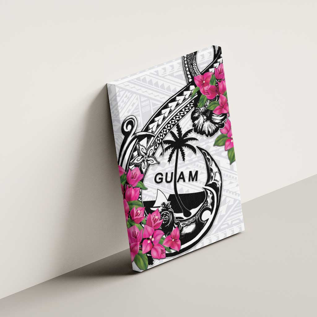 Guam Chamorro Canvas Wall Art Bougainvillea White Polynesian Tribal Pattern LT05 - Polynesian Pride