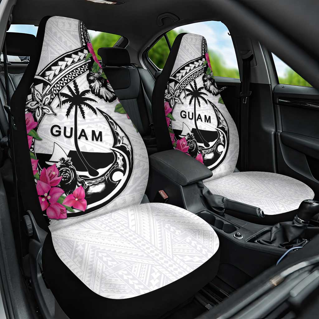 Guam Chamorro Car Seat Cover Bougainvillea White Polynesian Tribal Pattern LT05 One Size White - Polynesian Pride