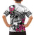 Guam Chamorro Family Matching Long Sleeve Bodycon Dress and Hawaiian Shirt Bougainvillea White Polynesian Tribal Pattern