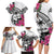 Guam Chamorro Family Matching Long Sleeve Bodycon Dress and Hawaiian Shirt Bougainvillea White Polynesian Tribal Pattern