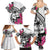 Guam Chamorro Family Matching Summer Maxi Dress and Hawaiian Shirt Bougainvillea White Polynesian Tribal Pattern