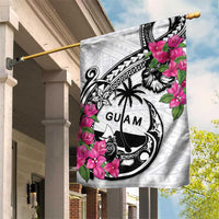 Guam Chamorro Garden Flag Bougainvillea White Polynesian Tribal Pattern LT05 House Flag White - Polynesian Pride