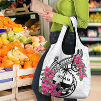 Guam Chamorro Grocery Bag Bougainvillea White Polynesian Tribal Pattern LT05 - Polynesian Pride
