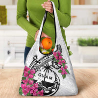 Guam Chamorro Grocery Bag Bougainvillea White Polynesian Tribal Pattern LT05 - Polynesian Pride