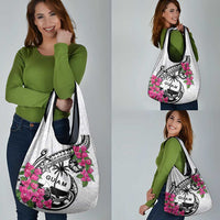 Guam Chamorro Grocery Bag Bougainvillea White Polynesian Tribal Pattern LT05 - Polynesian Pride