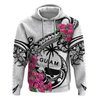 Guam Chamorro Hoodie Bougainvillea White Polynesian Tribal Pattern LT05 Pullover Hoodie White - Polynesian Pride