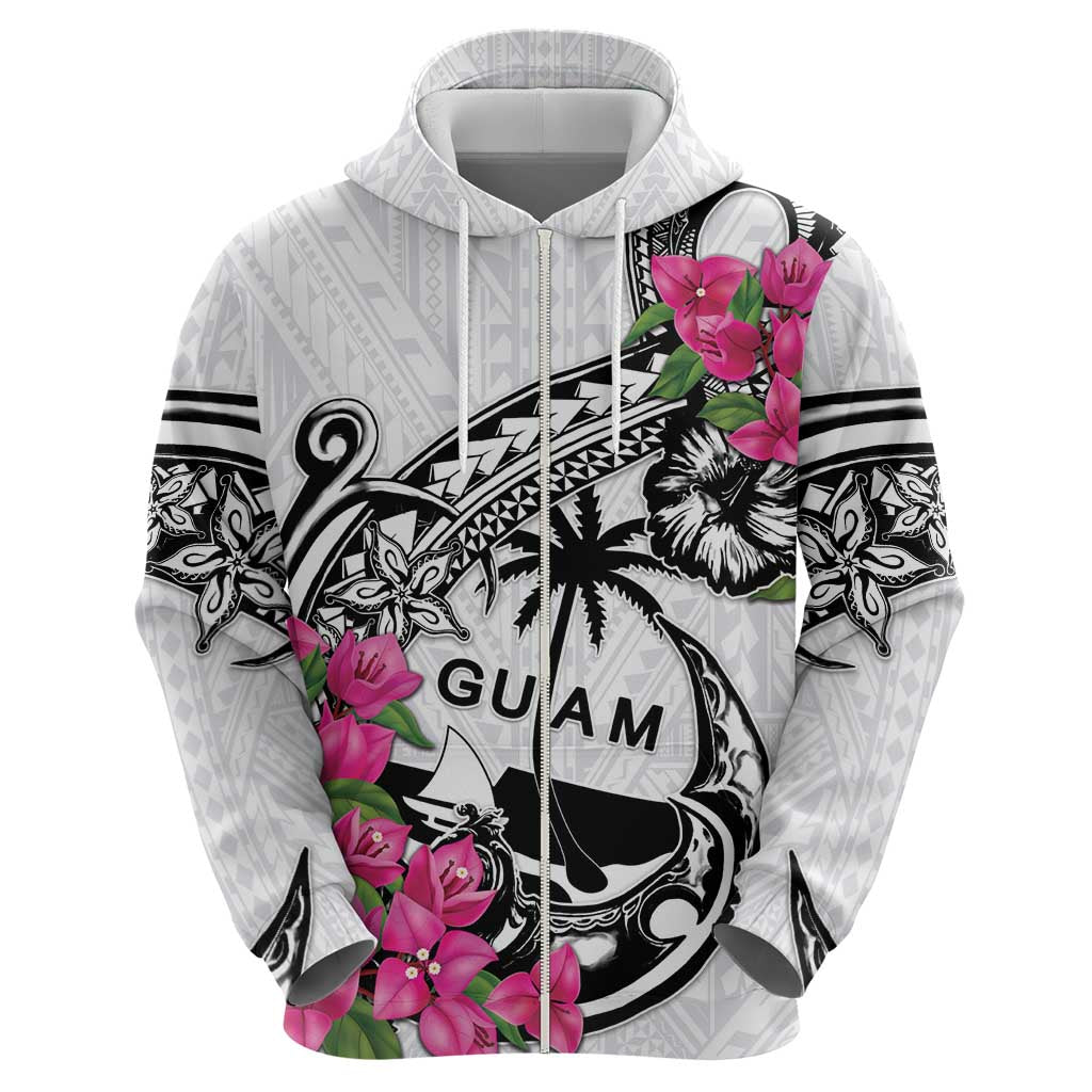 Guam Chamorro Hoodie Bougainvillea White Polynesian Tribal Pattern LT05 - Polynesian Pride