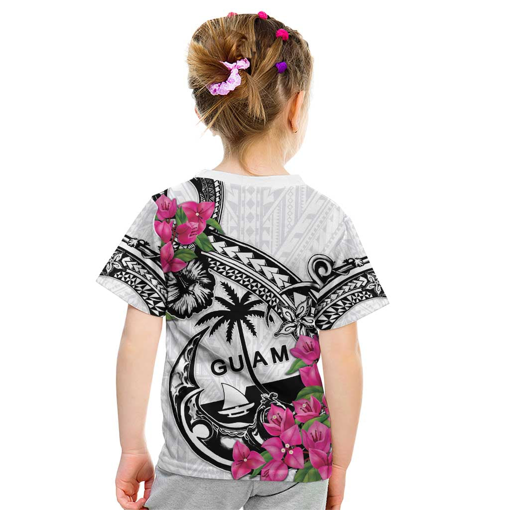 Guam Chamorro Kid T Shirt Bougainvillea White Polynesian Tribal Pattern LT05 - Polynesian Pride
