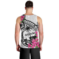 Guam Chamorro Men Tank Top Bougainvillea White Polynesian Tribal Pattern LT05 - Polynesian Pride