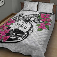 Guam Chamorro Quilt Bed Set Bougainvillea White Polynesian Tribal Pattern LT05 - Polynesian Pride