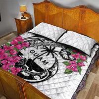 Guam Chamorro Quilt Bed Set Bougainvillea White Polynesian Tribal Pattern LT05 - Polynesian Pride