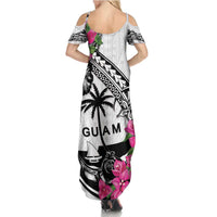 Guam Chamorro Summer Maxi Dress Bougainvillea White Polynesian Tribal Pattern LT05 - Polynesian Pride