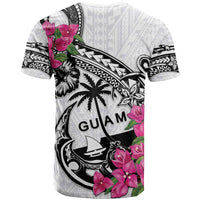 Guam Chamorro T Shirt Bougainvillea White Polynesian Tribal Pattern LT05 - Polynesian Pride