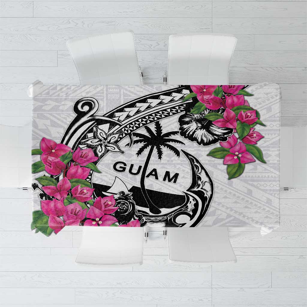 Guam Chamorro Tablecloth Bougainvillea White Polynesian Tribal Pattern LT05 White - Polynesian Pride
