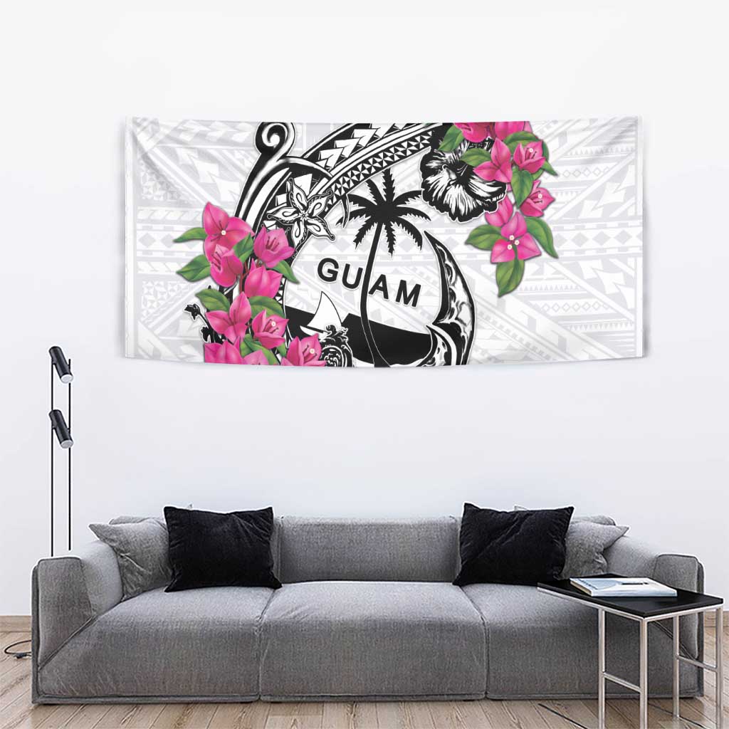 Guam Chamorro Tapestry Bougainvillea White Polynesian Tribal Pattern LT05 - Polynesian Pride