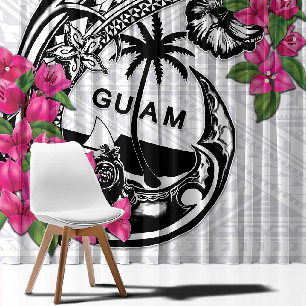 Guam Chamorro Window Curtain Bougainvillea White Polynesian Tribal Pattern LT05 - Polynesian Pride