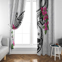 Guam Chamorro Window Curtain Bougainvillea White Polynesian Tribal Pattern LT05 - Polynesian Pride
