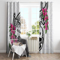 Guam Chamorro Window Curtain Bougainvillea White Polynesian Tribal Pattern LT05 - Polynesian Pride