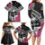 Guam Chamorro Family Matching Long Sleeve Bodycon Dress and Hawaiian Shirt Bougainvillea Black Polynesian Tribal Pattern