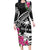 Guam Chamorro Family Matching Long Sleeve Bodycon Dress and Hawaiian Shirt Bougainvillea Black Polynesian Tribal Pattern