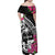 Guam Chamorro Family Matching Off Shoulder Maxi Dress and Hawaiian Shirt Bougainvillea Black Polynesian Tribal Pattern