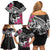 Guam Chamorro Family Matching Off Shoulder Short Dress and Hawaiian Shirt Bougainvillea Black Polynesian Tribal Pattern