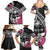 Guam Chamorro Family Matching Summer Maxi Dress and Hawaiian Shirt Bougainvillea Black Polynesian Tribal Pattern