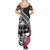 Guam Chamorro Family Matching Summer Maxi Dress and Hawaiian Shirt Bougainvillea Black Polynesian Tribal Pattern