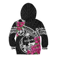 Guam Chamorro Kid Hoodie Bougainvillea Black Polynesian Tribal Pattern LT05 - Polynesian Pride