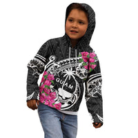 Guam Chamorro Kid Hoodie Bougainvillea Black Polynesian Tribal Pattern LT05 - Polynesian Pride