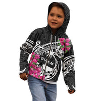 Guam Chamorro Kid Hoodie Bougainvillea Black Polynesian Tribal Pattern LT05 - Polynesian Pride
