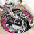 Guam Chamorro Round Carpet Bougainvillea Black Polynesian Tribal Pattern