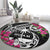 Guam Chamorro Round Carpet Bougainvillea Black Polynesian Tribal Pattern