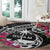 Guam Chamorro Round Carpet Bougainvillea Black Polynesian Tribal Pattern