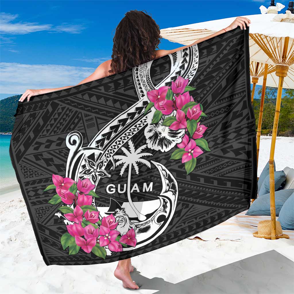 Guam Chamorro Sarong Bougainvillea Black Polynesian Tribal Pattern LT05 One Size 44 x 66 inches Black - Polynesian Pride