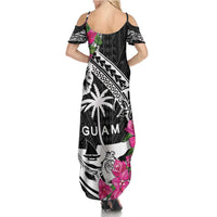 Guam Chamorro Summer Maxi Dress Bougainvillea Black Polynesian Tribal Pattern LT05 - Polynesian Pride
