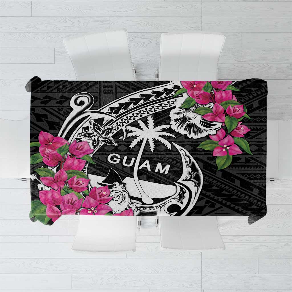 Guam Chamorro Tablecloth Bougainvillea Black Polynesian Tribal Pattern