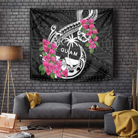 Guam Chamorro Tapestry Bougainvillea Black Polynesian Tribal Pattern LT05 Black - Polynesian Pride