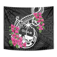 Guam Chamorro Tapestry Bougainvillea Black Polynesian Tribal Pattern LT05 - Polynesian Pride