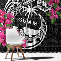 Guam Chamorro Window Curtain Bougainvillea Black Polynesian Tribal Pattern LT05 - Polynesian Pride