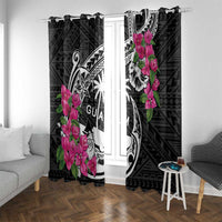 Guam Chamorro Window Curtain Bougainvillea Black Polynesian Tribal Pattern LT05 With Grommets Black - Polynesian Pride