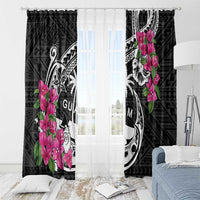 Guam Chamorro Window Curtain Bougainvillea Black Polynesian Tribal Pattern LT05 - Polynesian Pride