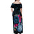 Tahiti Ia Orana Off Shoulder Maxi Dress Polynesian Turtle With Coat Of Arms LT05 - Polynesian Pride