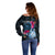 Tahiti Ia Orana Off Shoulder Sweater Polynesian Turtle With Coat Of Arms LT05 - Polynesian Pride