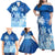 Personalised Bula Fiji Family Matching Off Shoulder Maxi Dress and Hawaiian Shirt Fijian Masi Pattern With Blue Coat Of Arms LT05 - Polynesian Pride