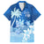 Personalised Bula Fiji Family Matching Off Shoulder Maxi Dress and Hawaiian Shirt Fijian Masi Pattern With Blue Coat Of Arms LT05 Dad's Shirt - Short Sleeve Blue - Polynesian Pride