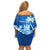 Personalised Bula Fiji Family Matching Off Shoulder Short Dress and Hawaiian Shirt Fijian Masi Pattern With Blue Coat Of Arms LT05 - Polynesian Pride