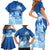 Personalised Bula Fiji Family Matching Short Sleeve Bodycon Dress and Hawaiian Shirt Fijian Masi Pattern With Blue Coat Of Arms LT05 - Polynesian Pride