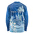 Personalised Bula Fiji Long Sleeve Shirt Fijian Masi Pattern With Blue Coat Of Arms LT05 - Polynesian Pride